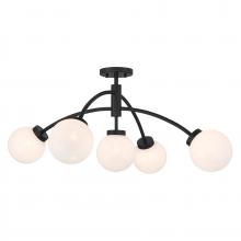 Savoy House 6-6199-5-89 - Redfield 5-Light Convertible Semi-Flush or Pendant in Matte Black