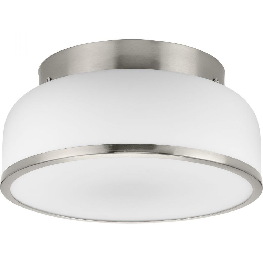 Parkhurst Collection Two-Light Brushed Nickel New Traditional 11-1/4&#34; Flush Mount Light