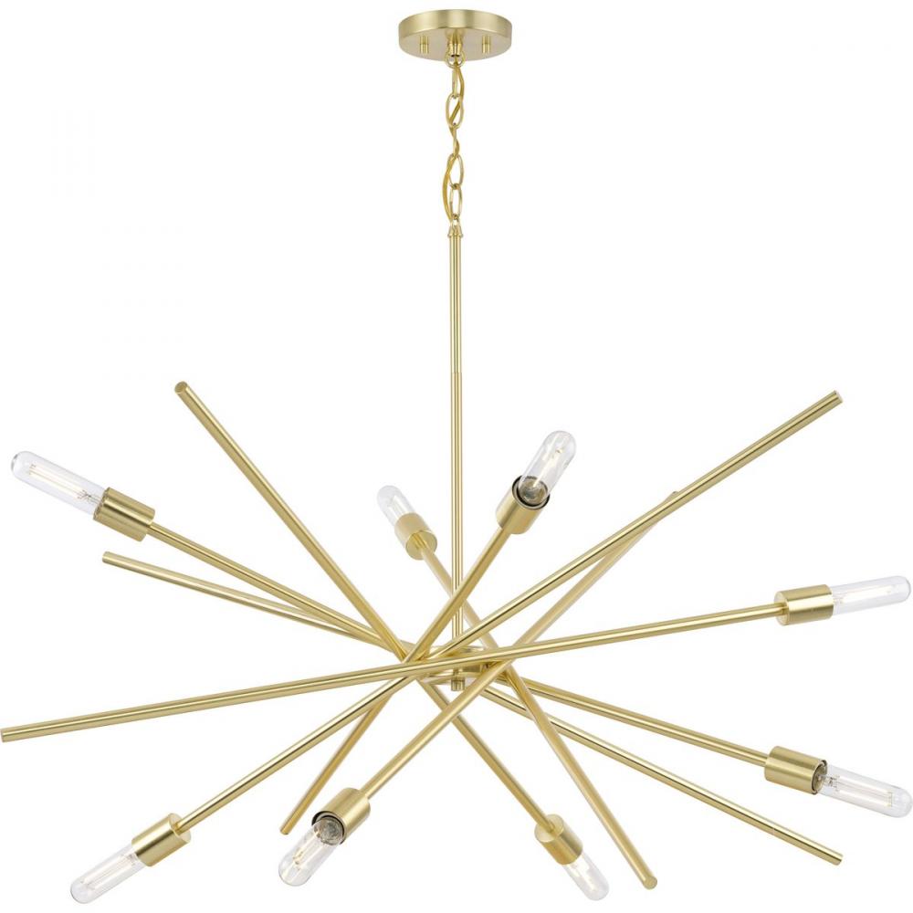 Astra Collection Eight-Light 42&#34; Satin Brass Modern Chandelier