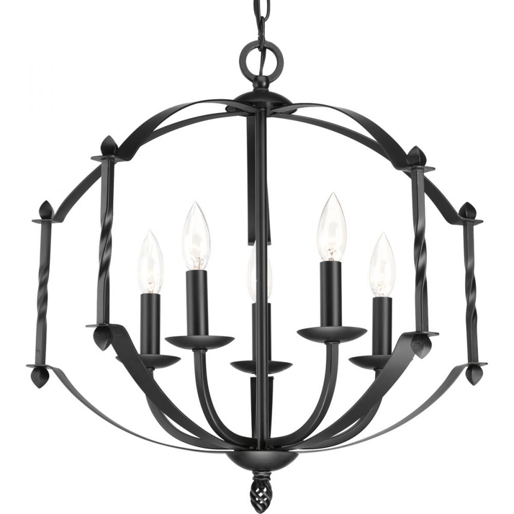 Greyson Collection Five-Light Matte Black Farmhouse Chandelier Light