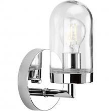  P300174-015 - Signal Collection One-Light Polished Chrome Clear Glass Coastal Bath Vanity Light