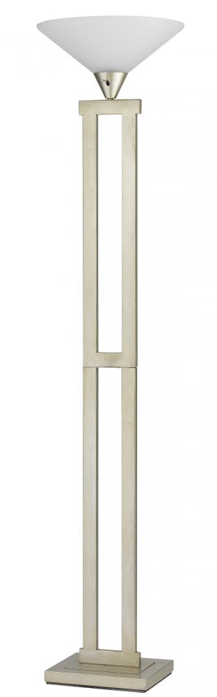 39.80&#34; Height Metal Torchiere In Painted Silver Finish