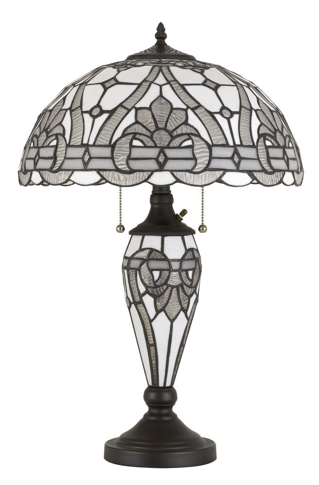 60W X 2 Tiffany Table Lamp with 7W Night Light