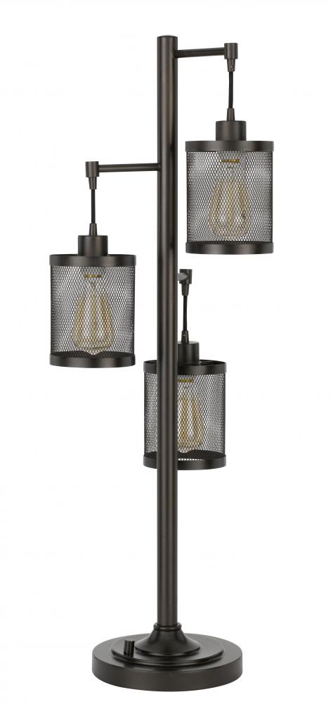 60W X3 Pacific Metal Table Lamp with Metal Mesh Shades with A Base 3 Way Rotary Switch