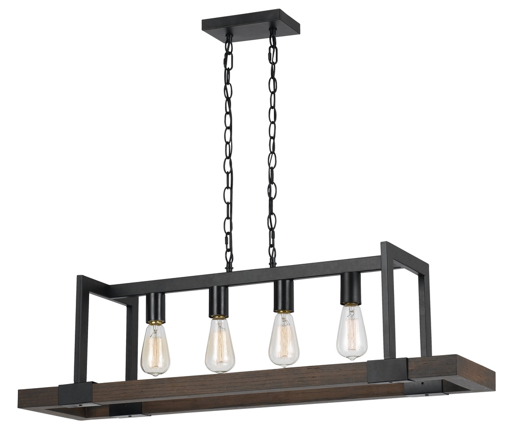 26&#34; Inch Tall Wood Chandelier in Dark Bronze Wood Finish