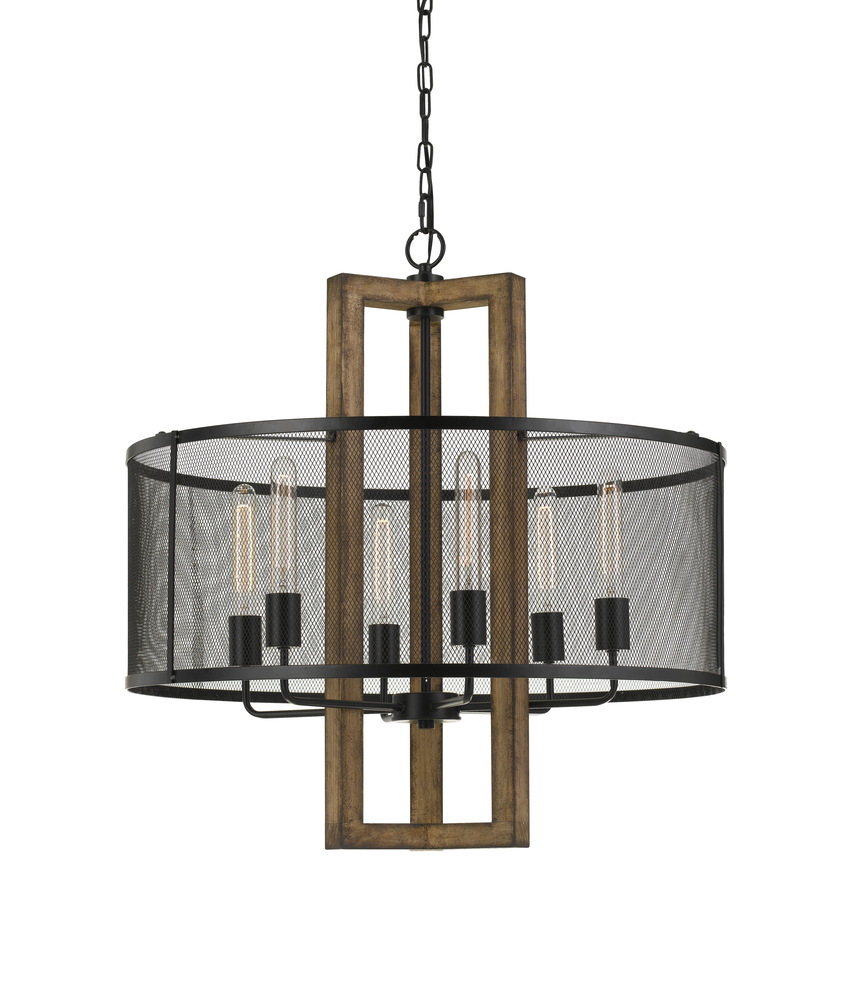 29&#34; Height Mesh Chandelier with Wood Finish