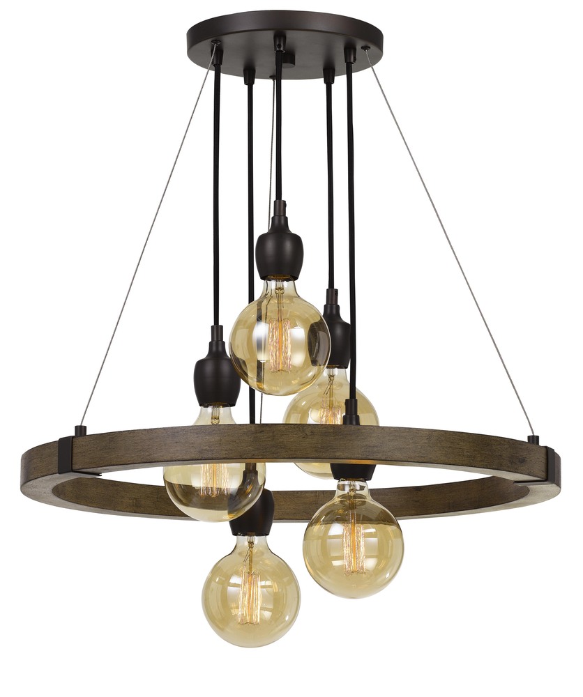 30.75&#34; Metal and Wood Chandelier in Wooden Finish