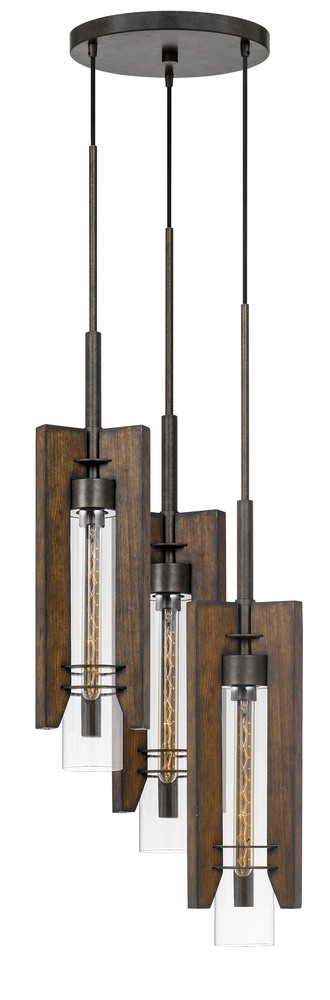 38&#34; Height Wood and Metal Pendants in Wood Color Finish