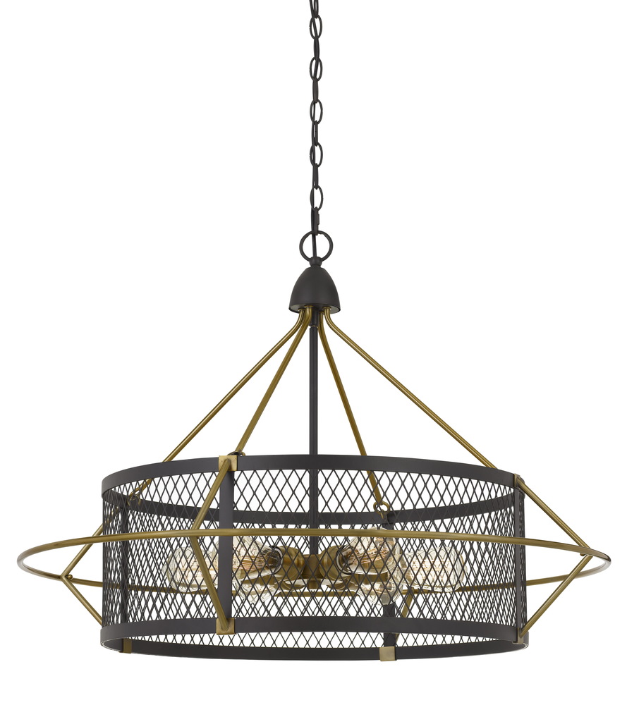 24.25&#34; Height Metal Chandelier in Antique Brass/Black Finish