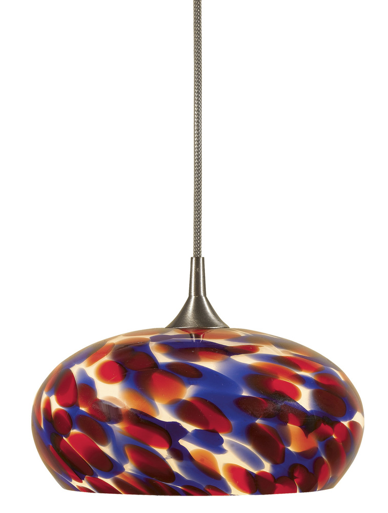 4.9&#34; Tall Glass and Metal Pendant with Brushed Steel Cord