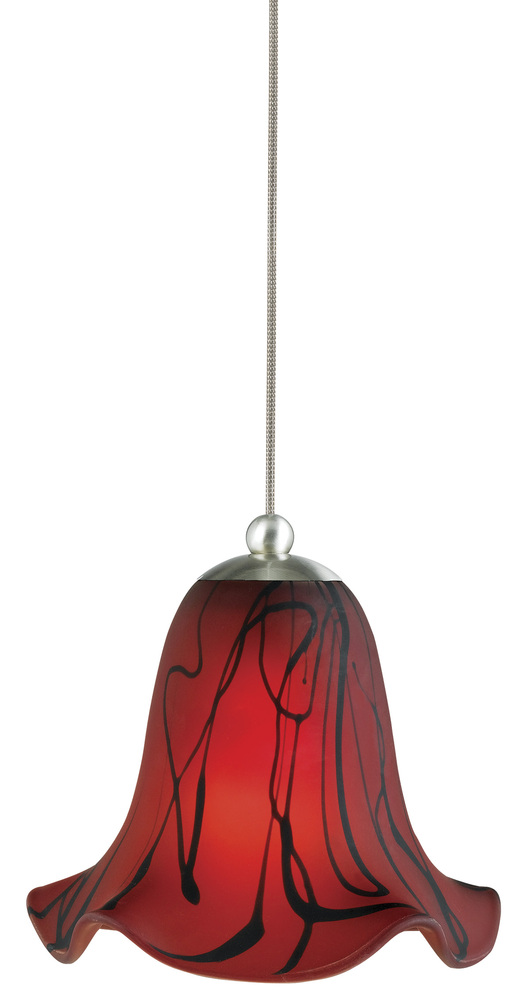 8.6&#34; Tall Glass and Metal Pendant with Brushed Steel Cord