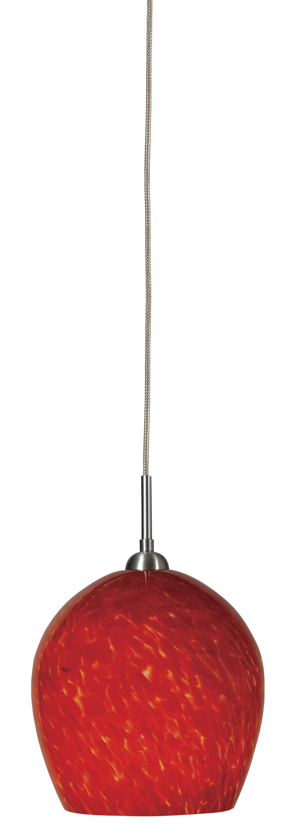 4.9&#34; Tall Glass and Metal Pendant with Brushed Steel Cord