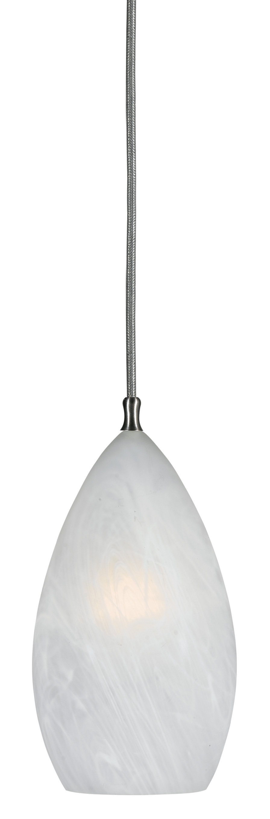 8&#34; Tall Glass and Metal Pendant with Brushed Steel Cord