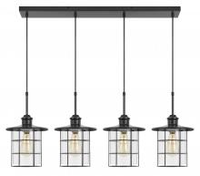 CAL Lighting FX-2668-4P - 60W x 4 Silverton metal/glass pendant fixture (Edison bulbs included)