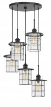 CAL Lighting FX-2668-5P - 60W x 5 Silverton metal/glass pendant fixture (Edison bulbs included)