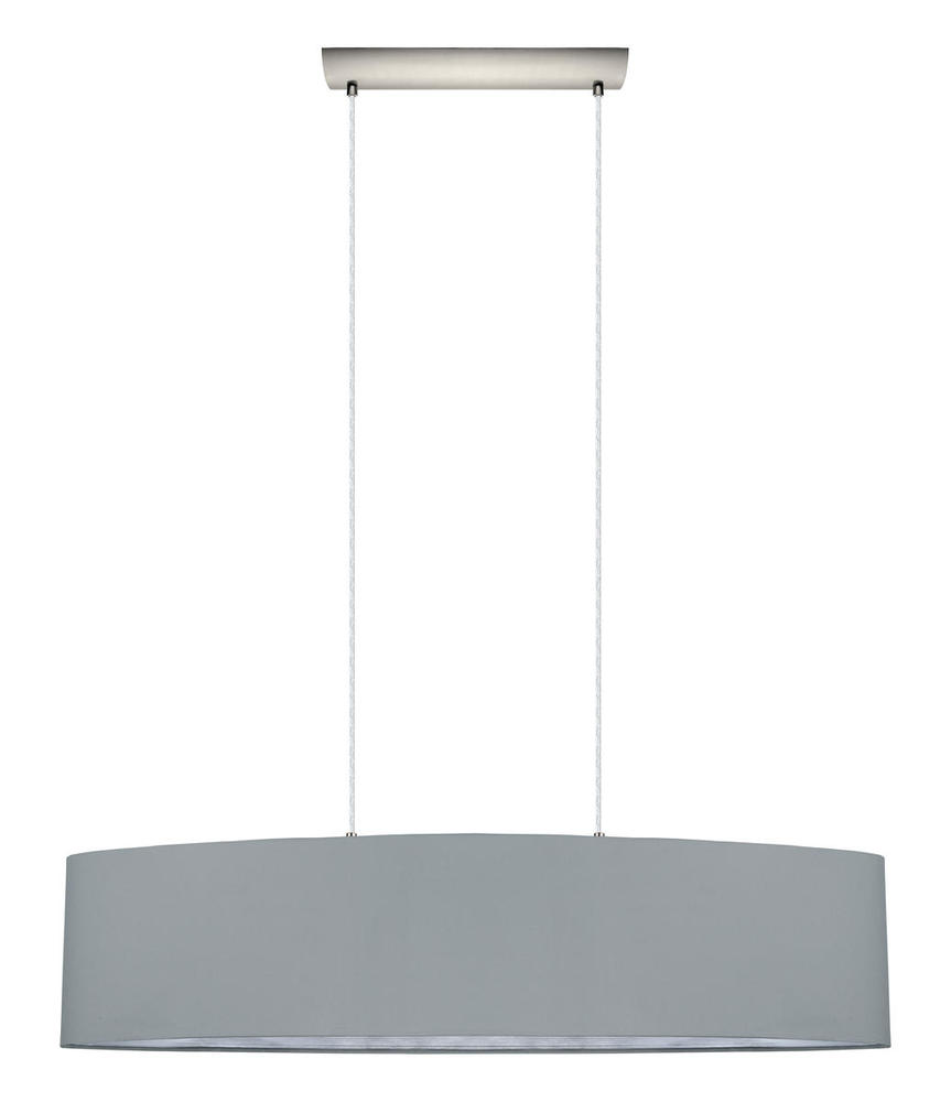 2x60W Pendant w/ Satin Nickel Finish & Grey & Silver Shade