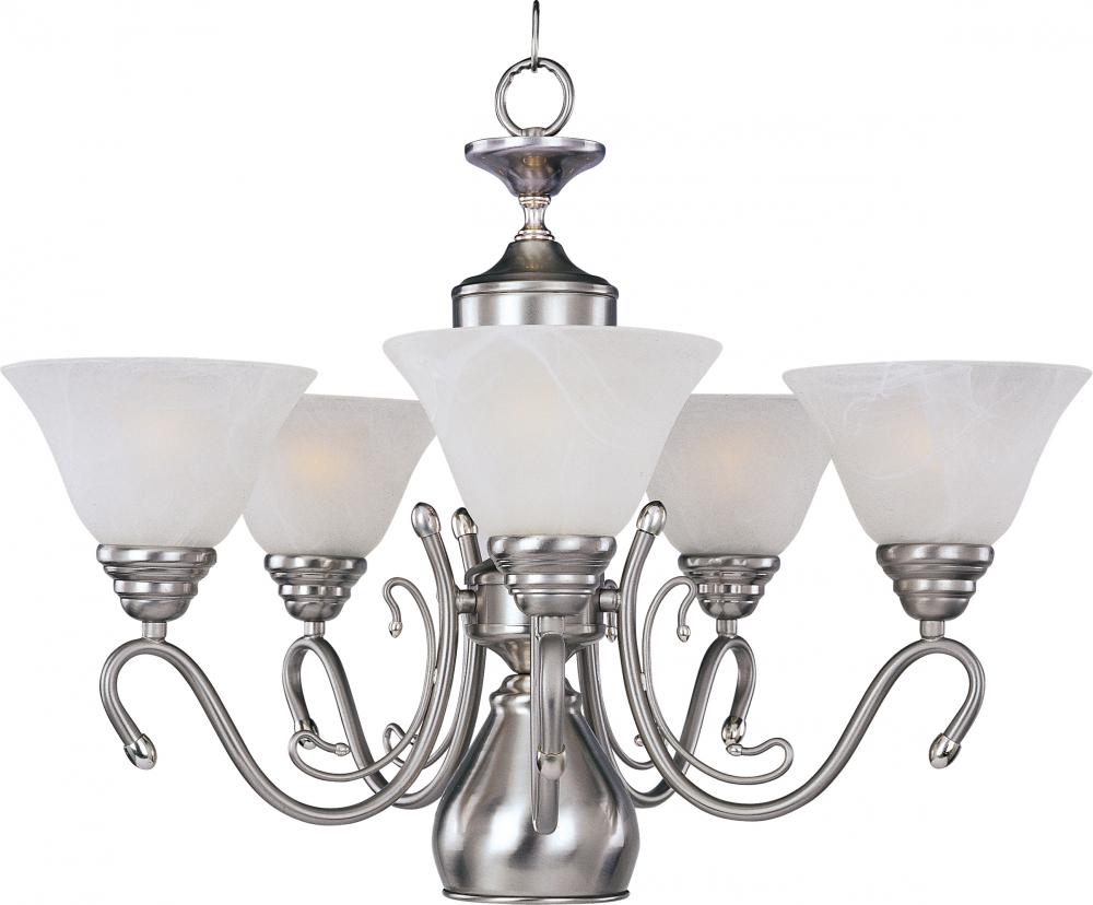 Six Light Satin Nickel Marble Glass Up Chandelier