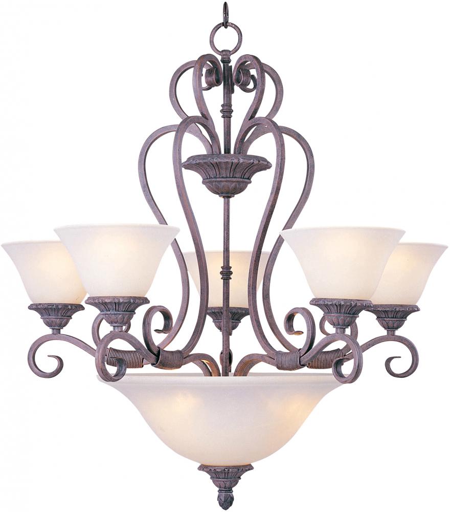 Eight Light Soft Vanilla Glass Up Chandelier