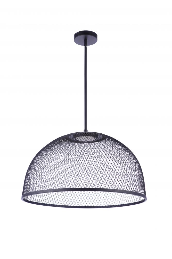 24.25&#34; Diameter Sculptural Statement Metal Mesh Dome Pendant in Flat Black