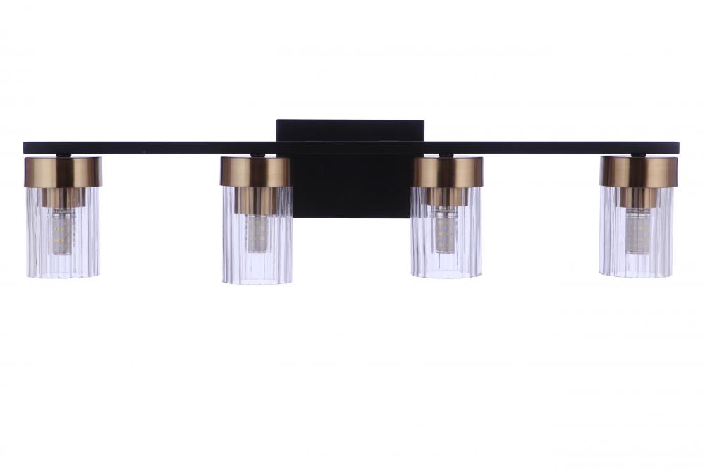 Bond Street 4 Light Vanity in Flat Black/Satin Brass