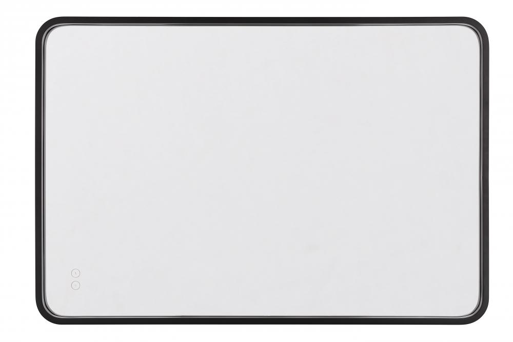 Monica 24&#34;x 36&#34; Framed Rounded Rectangular LED Mirror in Flat Black