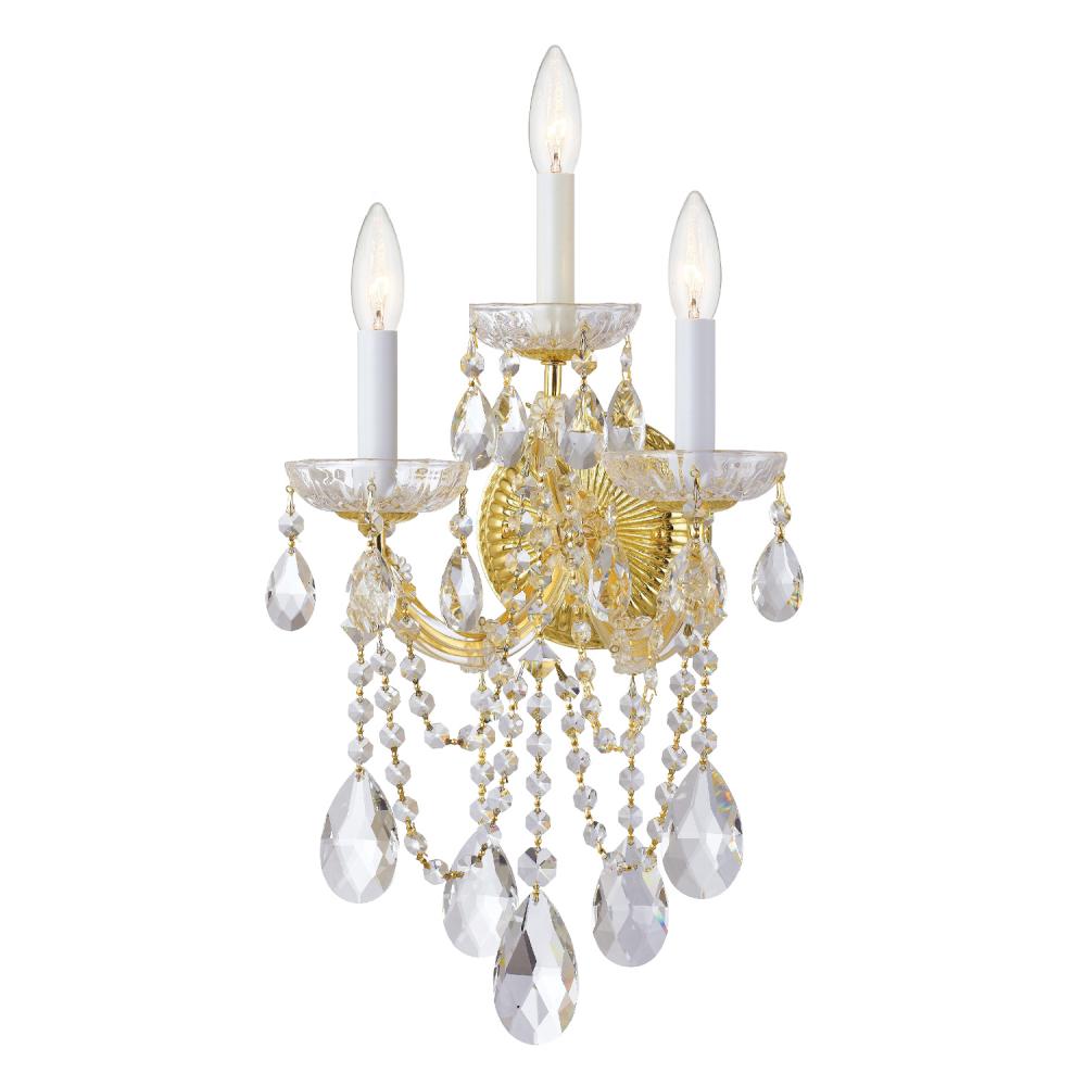 Maria Theresa 3 Light Spectra Crystal Gold Sconce