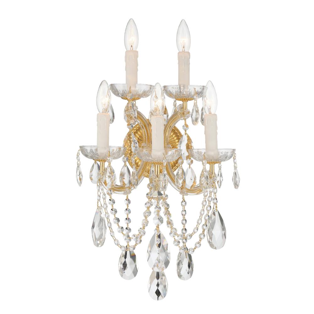 Maria Theresa 5 Light Swarovski Strass Crystal Gold Sconce