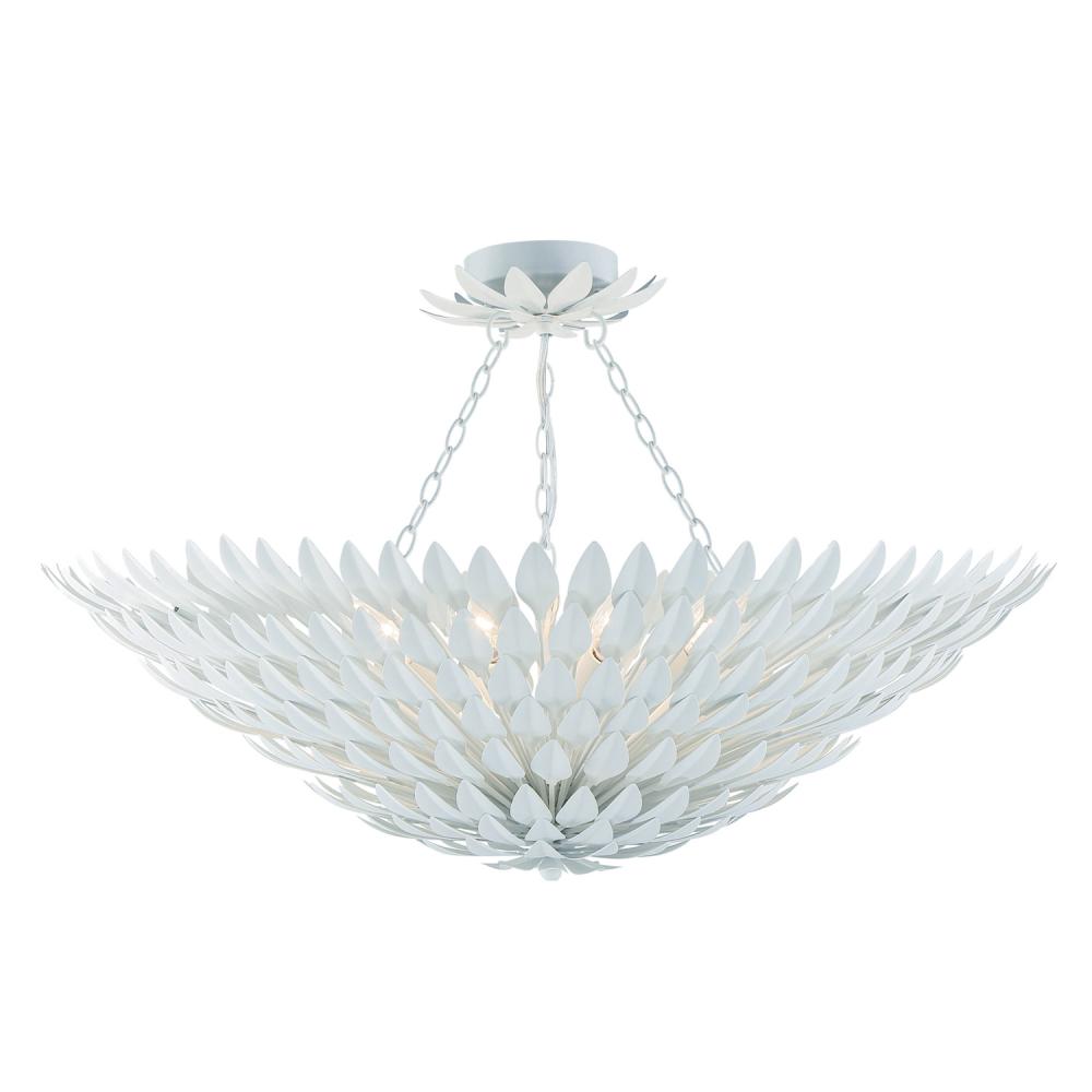 Broche 8 Light Matte White Semi Flush Mount