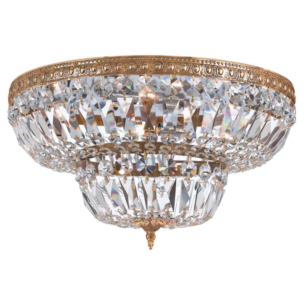 Crystorama 6 Light Spectra Crystal Olde Brass Flush Mount