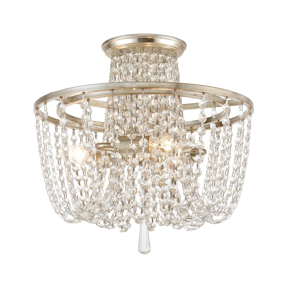 Arcadia 3 Light Antique Silver Semi Flush Mount