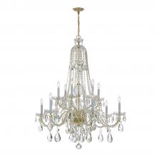  1112-PB-CL-SAQ - Traditional Crystal 12 Light Spectra Crystal Polished Brass Chandelier