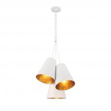 Crystorama 8684-MT-GA - Brian Patrick Flynn Alston 3 Light Matte White + Antique Gold Pendant