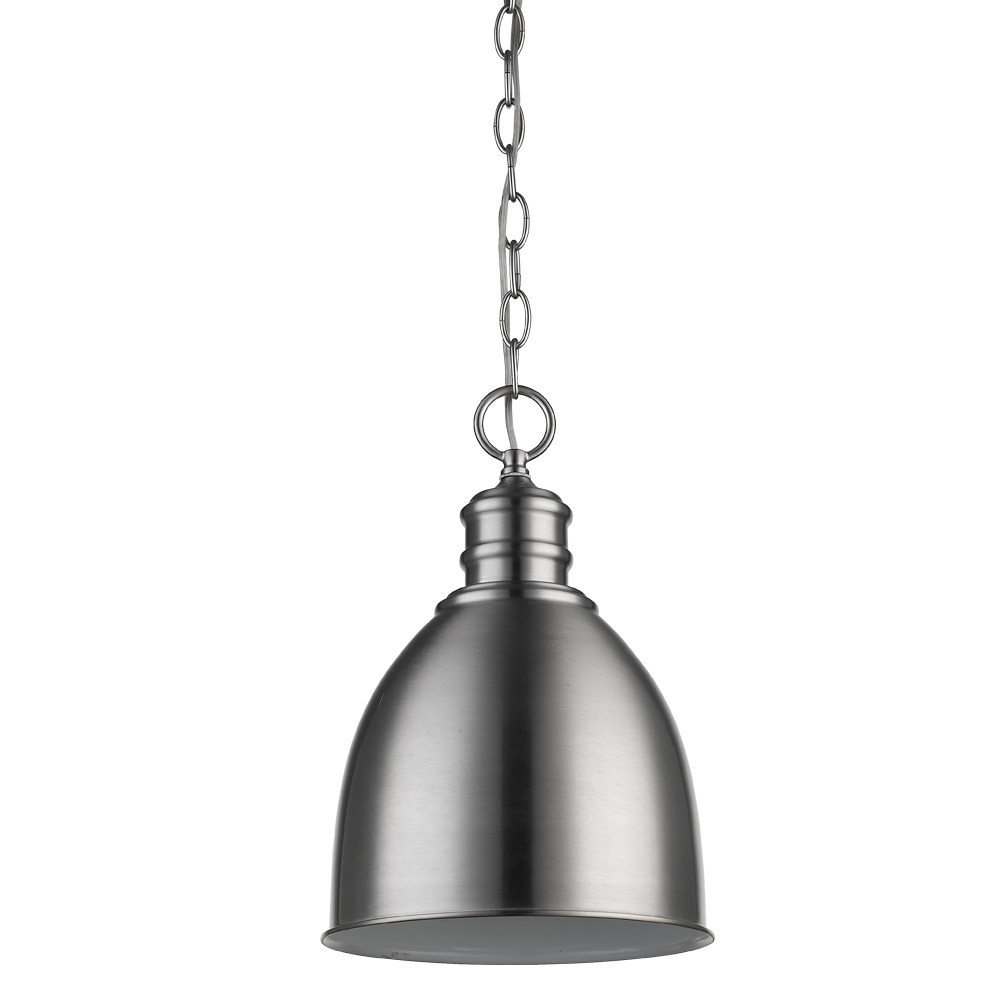 Colby 1-Light Satin Nickel Pendant With Gloss White Interior Shade