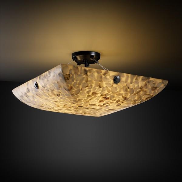 18&#34; Semi-Flush Bowl w/ Large Square w/ Point Finials