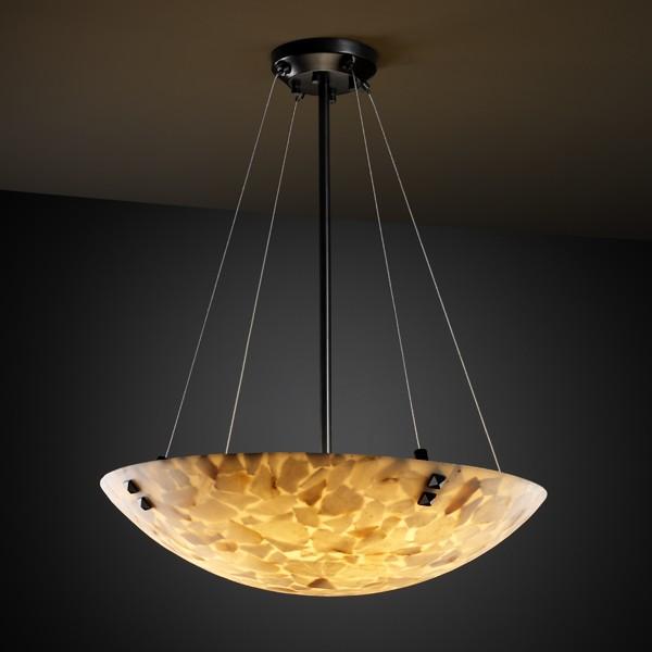 18&#34; LED Pendant Bowl w/ Pair Square w/ Points Finials