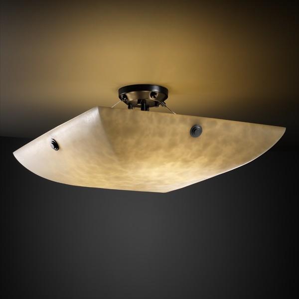 36&#34; Semi-Flush Bowl w/ Pair Square Finials