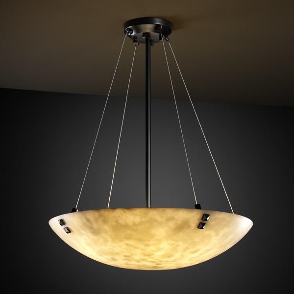 36&#34; Pendant Bowl w/ Pair Cylindrical Finials