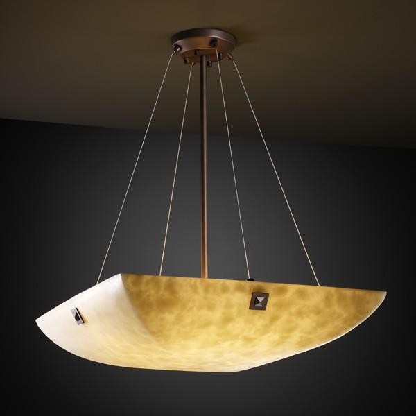 48&#34; Pendant Bowl w/ CONCENTRIC CIRCLES FINIALS