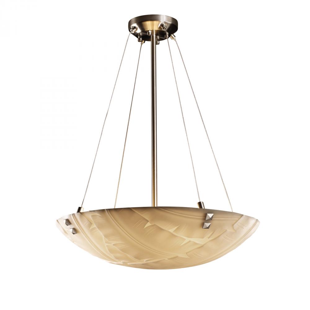 24&#34; LED Pendant Bowl w/ PAIR SQUARE W/ POINTS FINIALS