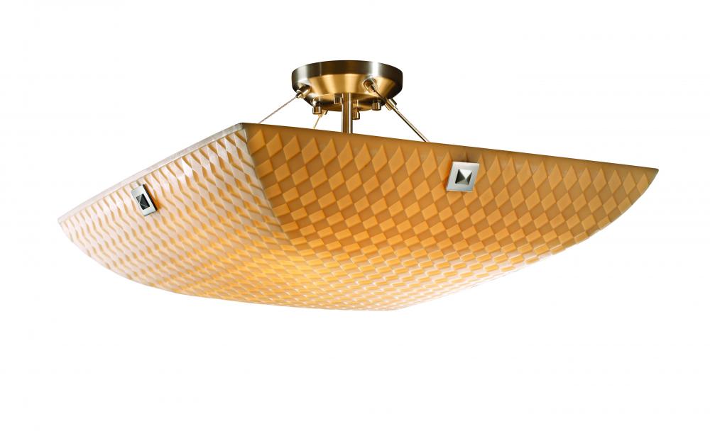 24&#34; Semi-Flush Bowl w/ CONCENTRIC SQUARES FINIALS