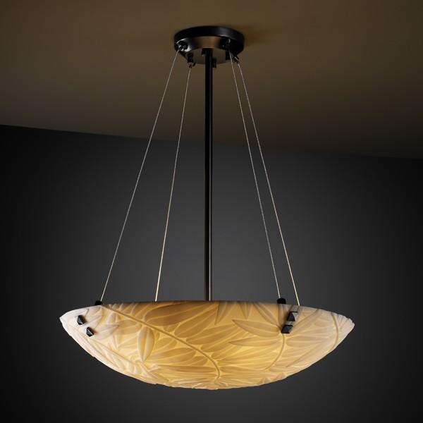 24&#34; LED Pendant Bowl w/ PAIR SQUARE W/ POINTS FINIALS