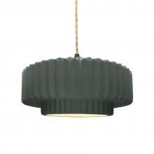 Justice Design Group CER-6553-PWGN-MBLK-BEIG-TWST - Medium Tier Pleated 1-Light Pendant