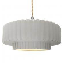 Justice Design Group CER-6555-BIS-NCKL-BEIG-TWST - Large Tier Pleated 1-Light Pendant