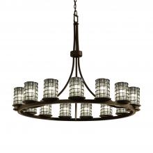 Justice Design Group WGL-8715-10-GRCB-DBRZ - Dakota 15-Light 1-Tier Ring Chandelier