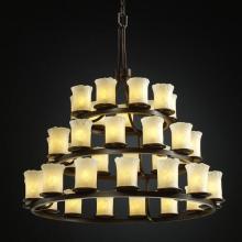 Justice Design Group GLA-8712-16-GLDC-MBLK - Dakota 36-Light 3-Tier Ring Chandelier