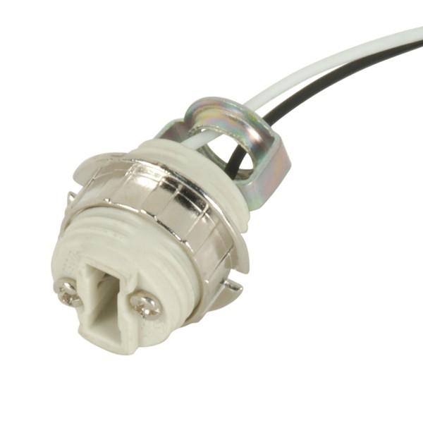 Threaded G-9 Porcelain Socket; 21&#34; Leads; With Ring; UL 10362 Leads; 1/8 IP Hickey Inside