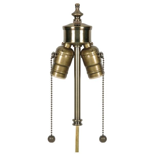 Medium Base 2-Light Pull Chain Cluster With Solid Brass Socket; Antique Brass Finish; 84&#34; SPT-1