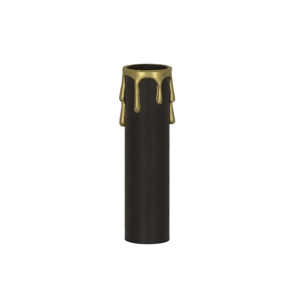 Plastic Drip Candle Cover; Black Plastic With Gold Drip; 1-3/16&#34; Inside Diameter; 1-1/4&#34;