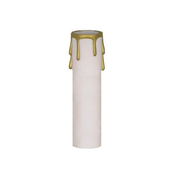 Plastic Drip Candle Cover; White Plastic With Gold Drip; 1-3/16&#34; Inside Diameter; 1-1/4&#34;