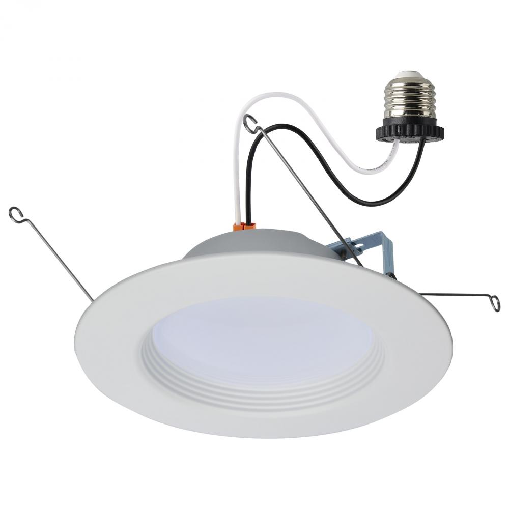 9 Watt LED Downlight Retrofit; 5-6 Inches; CCT Selectable; Round; White Finish; 120 Volt